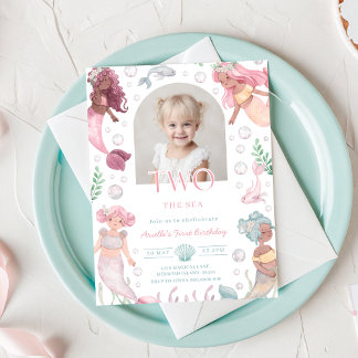 Editable Two The Sea Mermaid Invite Girl Printable Einladung