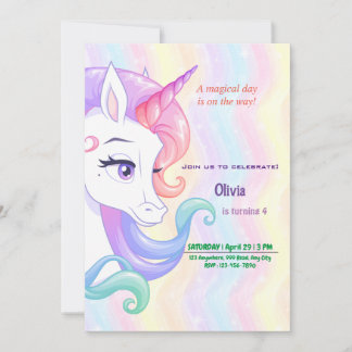 Editable Unicorn Birthday Einladung