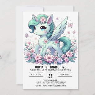 Editable Unicorn Digital Geburtstag Einladung