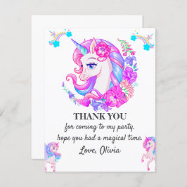 Editable Unicorn Geburtstagsparty Danke Karte