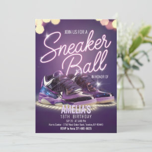 Editable Vibranly Sneaker Ball Geburtstagsparty Einladung