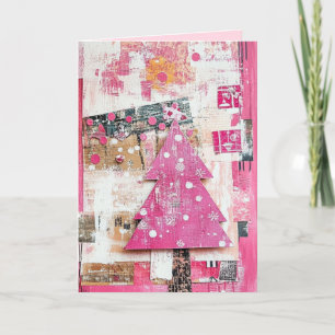 EDITABLE Vintag Pink Christmas Card Feiertagskarte