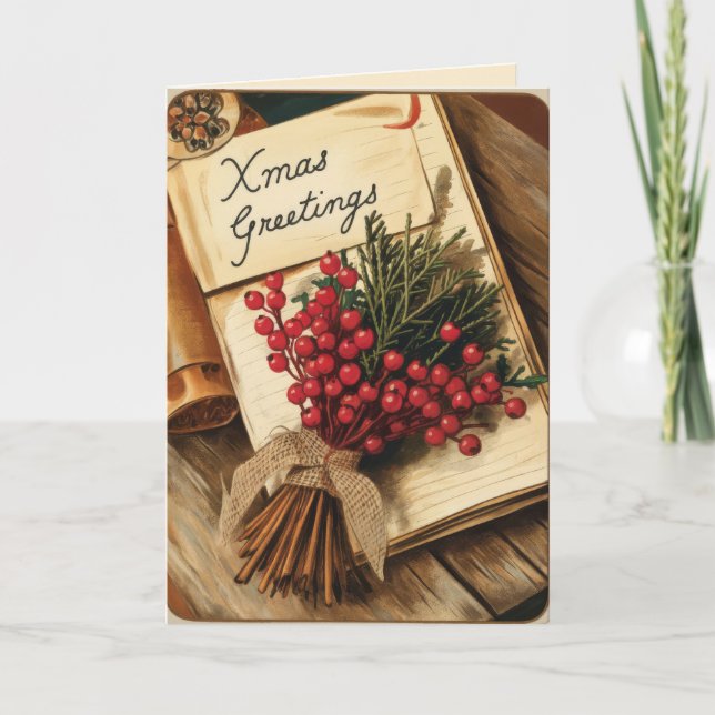 EDITABLE Vintag Xmas Christmas Card Feiertagskarte (Vorderseite)