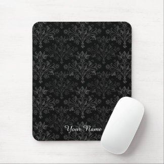 Editable Vintage Floral Damask Medallions on Black Mousepad