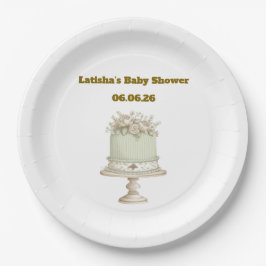 Editable Vintage Neutral Baby Shower Pappteller