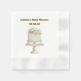 Editable Vintage Neutral Baby Shower Serviette