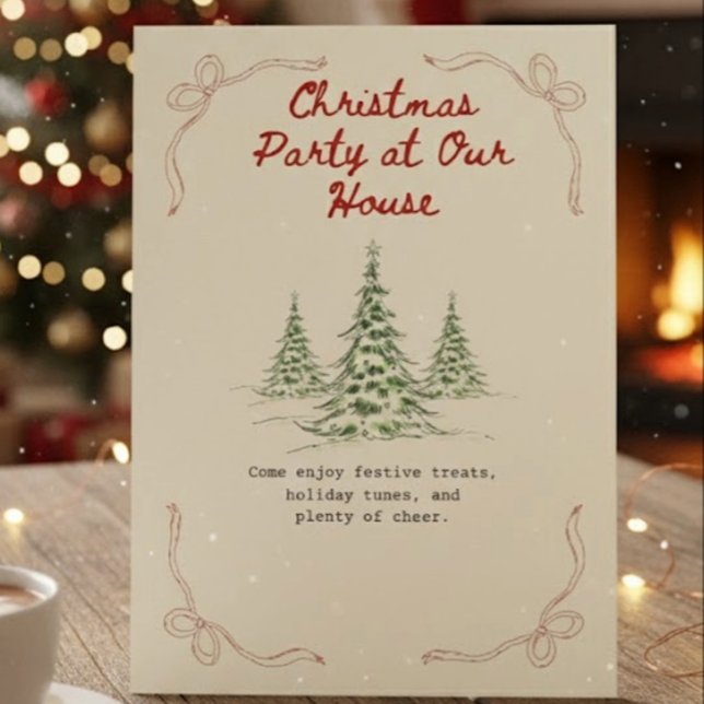 Editable Vintage Red Christmas Invitation (Créateur téléchargé)