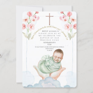 Editable Watercolor Taufe Einladung