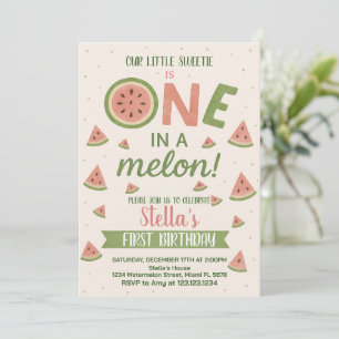 Editable Watermelon Geburtstagseinladung für Kinde Einladung