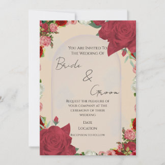 Editable Wedding Invitation – Red Floral Design