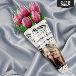 Editable Wedding Newspaper Blume Bouquet Geschenkpapier Set