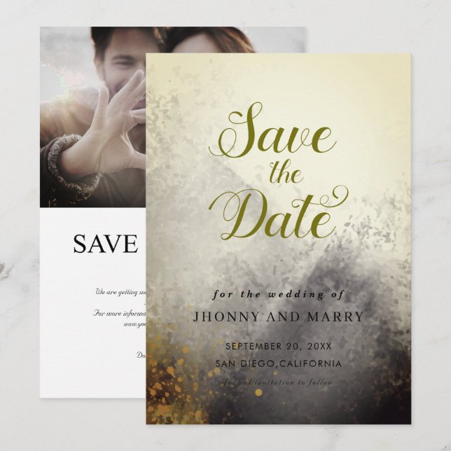 Editable Wedding Save the Date Card – Modern Minim Einladung (Vorne/Hinten)