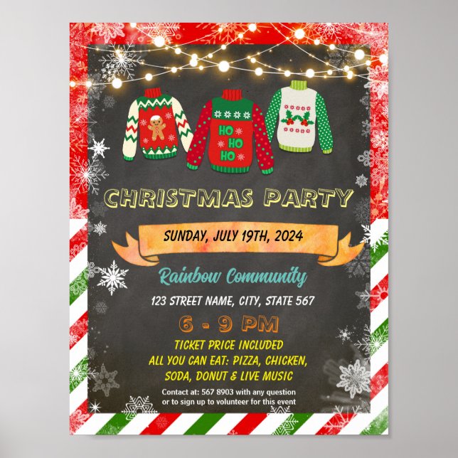 Editable Weihnachts hässliche Pullover Flyer Poster (Vorne)