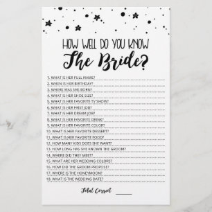 Editable Wie gut kennen Sie das Bride-Spiel?