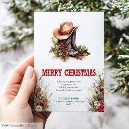 Editable Wild West Christmas greeting card design Feiertagskarte