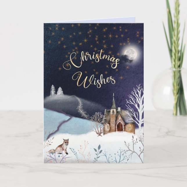 EDITABLE Winter Nights Vintage Weihnachtskarte Feiertagskarte (Vorderseite)
