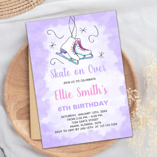 Editable Winter Skaten Party Einladung für Mädchen