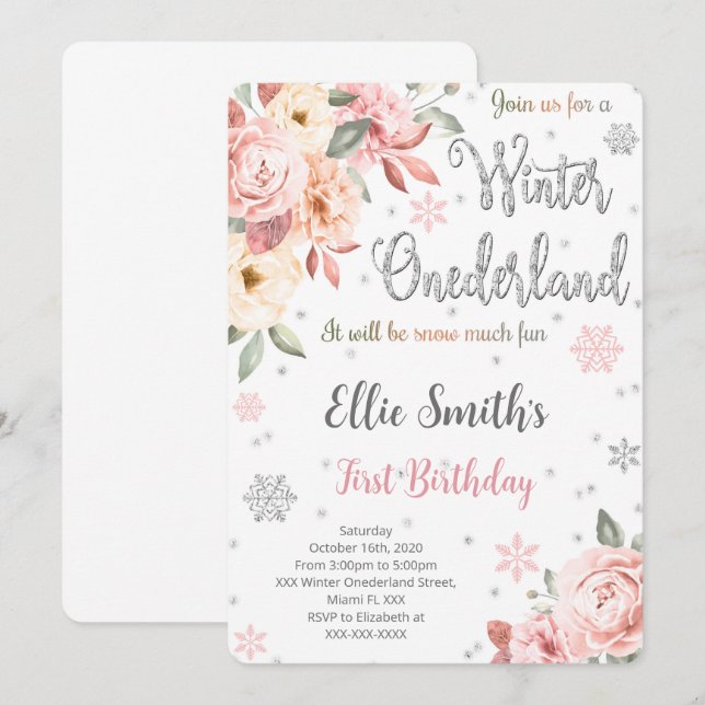 Editable Winter Wonderland Einladung (Vorne/Hinten)