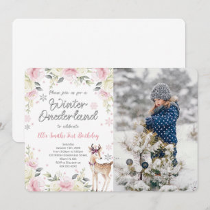 Editable Winter Wonderland Foto Einladung