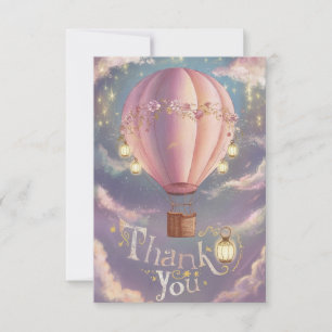 Editable Wishings Hot Air Ballon Dankeskarte