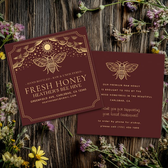 Editable Witchy Tarot Beekeeper Honeybee Quadratische Visitenkarte (Von Creator hochgeladen)
