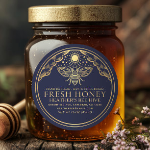 Editable Witchy Tarot Honey Jar Lid Honeybee Label Runder Aufkleber