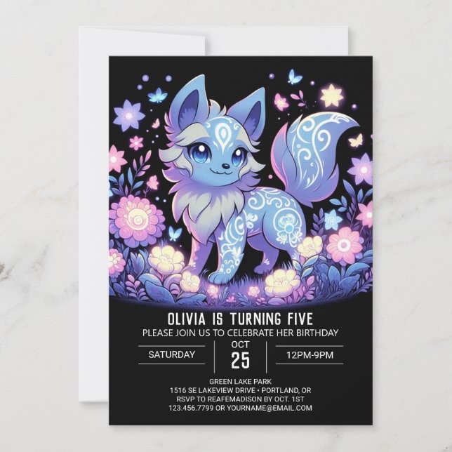 Editable Wolf Digital Geburtstag Einladung (Vorderseite)