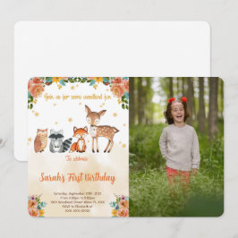 Editable Woodland Birthday Foto Einladung