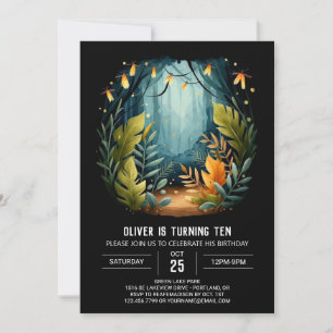 Editable Woods verzaubertes Woodland Geburtstag Einladung