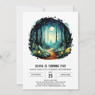 Editable Woods verzaubertes Woodland Geburtstag Einladung