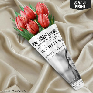 Editable Zeitung gut bald Blume Bouquet Geschenkpapier Set