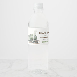 Editable Zug Water Flasche Zeichen Geburtstag