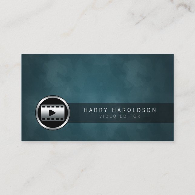 Éditeur vidéo Clip vidéo Icône Grunge Carte de vis (Devant)