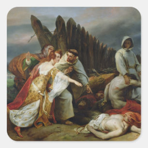 Edith Finding the Body of Harold, 1828 Quadratischer Aufkleber