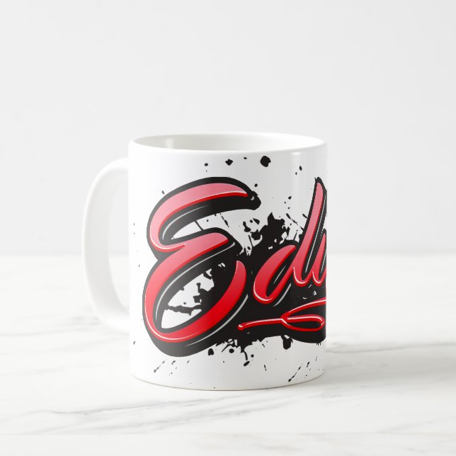 Edith red Heart Graffiti Tasse Kaffeetasse (Vorderseite Links)