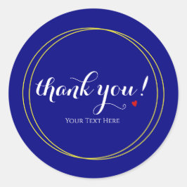 Editierbar Minimalistisch Thankyou Script Navy Blu Runder Aufkleber