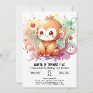 Editierbar Modern Monkey Birthday Einladung