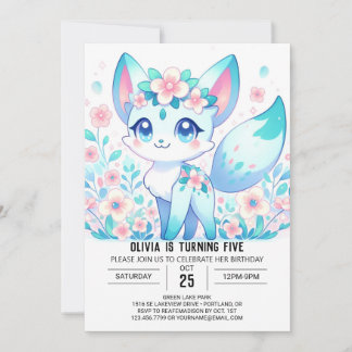Editierbar Niedlich Fox Digital Geburtstag Einladung