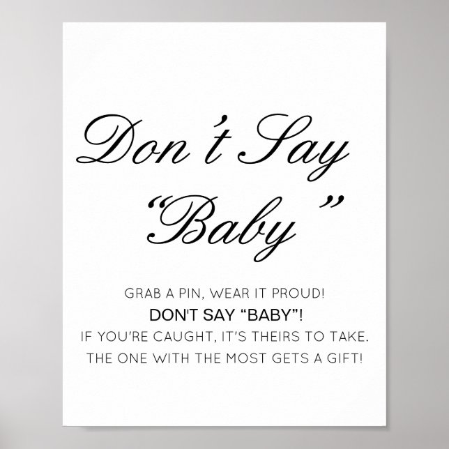 Editierbar Sage kein Baby-Zeichen, schnappe ein Bu Poster (Vorne)