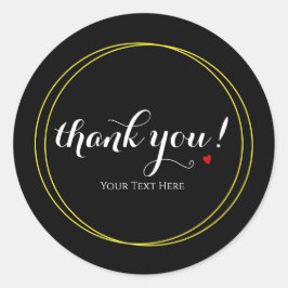 Editierbar Thankyou Simple White Script Black Runder Aufkleber