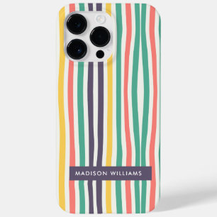 Editierbare Aufschrift Farbige Linien Minimalistis Case-Mate iPhone 14 Pro Max Hülle