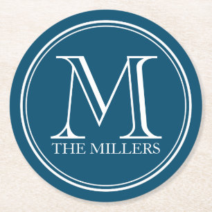 Editierbare Bar/Diner/Name Runde Monogramm Runder Pappuntersetzer