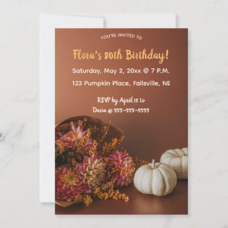 Editierbare Blume im Herbst und Pumpkins zum Gebur Einladung