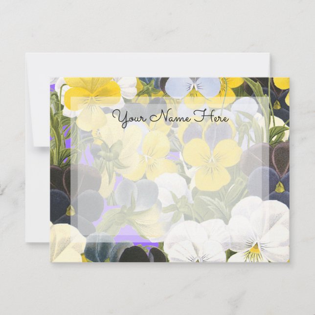 Editierbare Blumenviolette und Pansy-Muster Mitteilungskarte (Vorderseite)