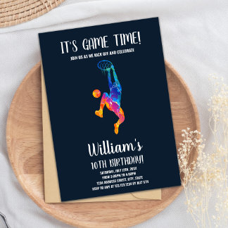 Editierbare Boys Sports Party Card mit Rainbow Bal Einladung