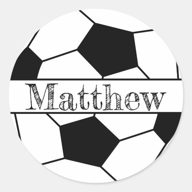 Editierbare Buchstaben auf Fußball Runder Aufkleber (Vorderseite)
