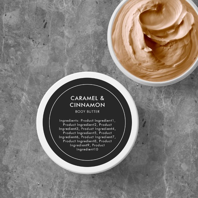 Editierbare Farbe - Modern List of Ingredients Lab Runder Aufkleber (Von Creator hochgeladen)