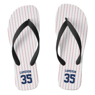 Editierbare Farben Baseball Jersey Streifen Name Flip Flops