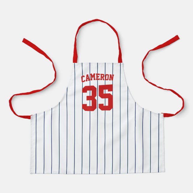 Editierbare Farben Baseball Jersey Streifen Name K Schürze (Vorderseite)