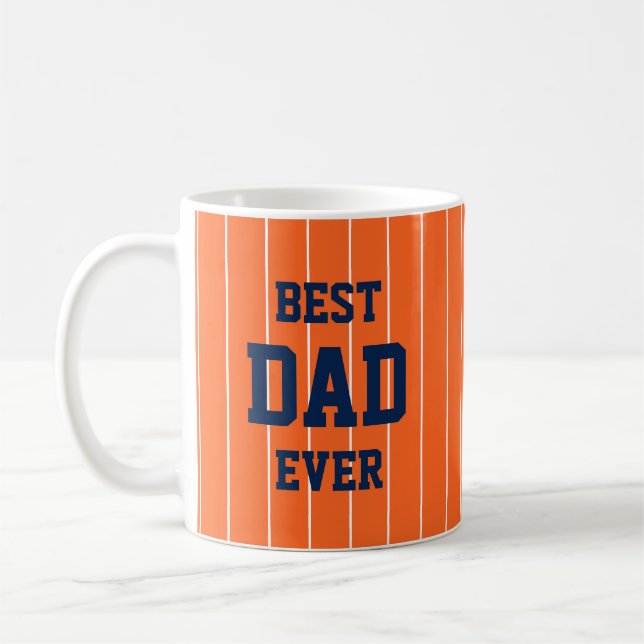 Editierbare Farben Baseball Streifen Bester Vater  Kaffeetasse (Links)